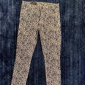 J Crew Midrise Toothpick White & Navy Pant 26